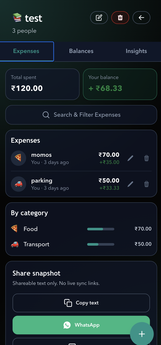 SplitEazy app screenshot - left phone mockup